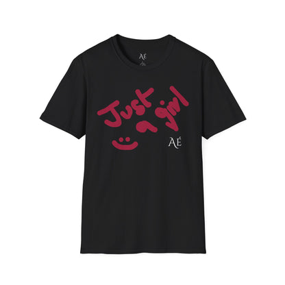Just a Girl T-Shirt | Black| ASTRÉ Casual Handwritten Graphic Tee for Teens & Women