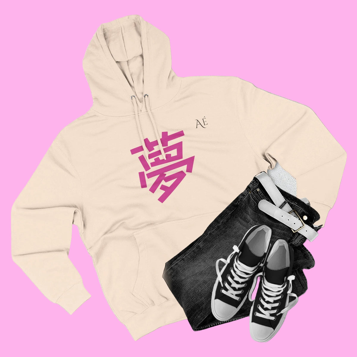 Yume (夢) Dream Kanji | 7 of 7 | Astré Minimal Pink Kanji Hoodie