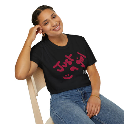 Just a Girl T-Shirt | Black| ASTRÉ Casual Handwritten Graphic Tee for Teens & Women