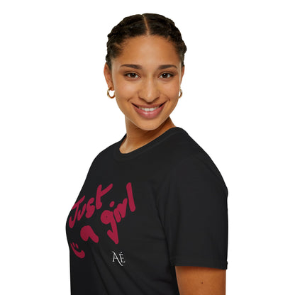 Just a Girl T-Shirt | Black| ASTRÉ Casual Handwritten Graphic Tee for Teens & Women