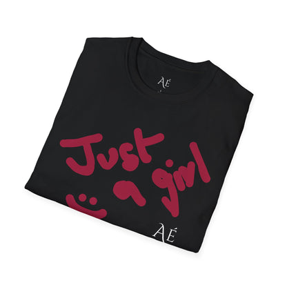 Just a Girl T-Shirt | Black| ASTRÉ Casual Handwritten Graphic Tee for Teens & Women