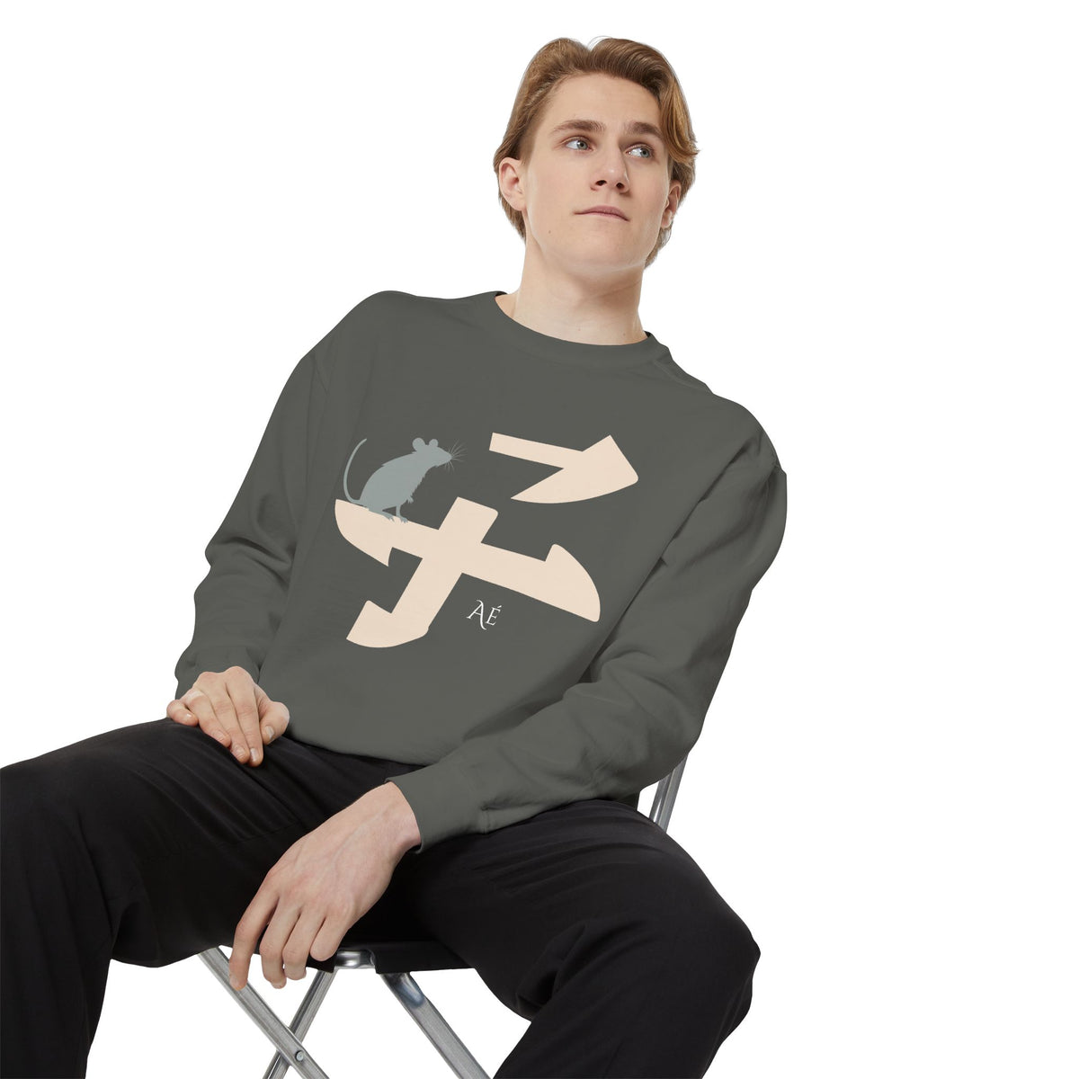 Rat (子) Jūnishi  Zodiac Animals | 1 of 12 | Astré Crewneck Pepper Sweatshirt